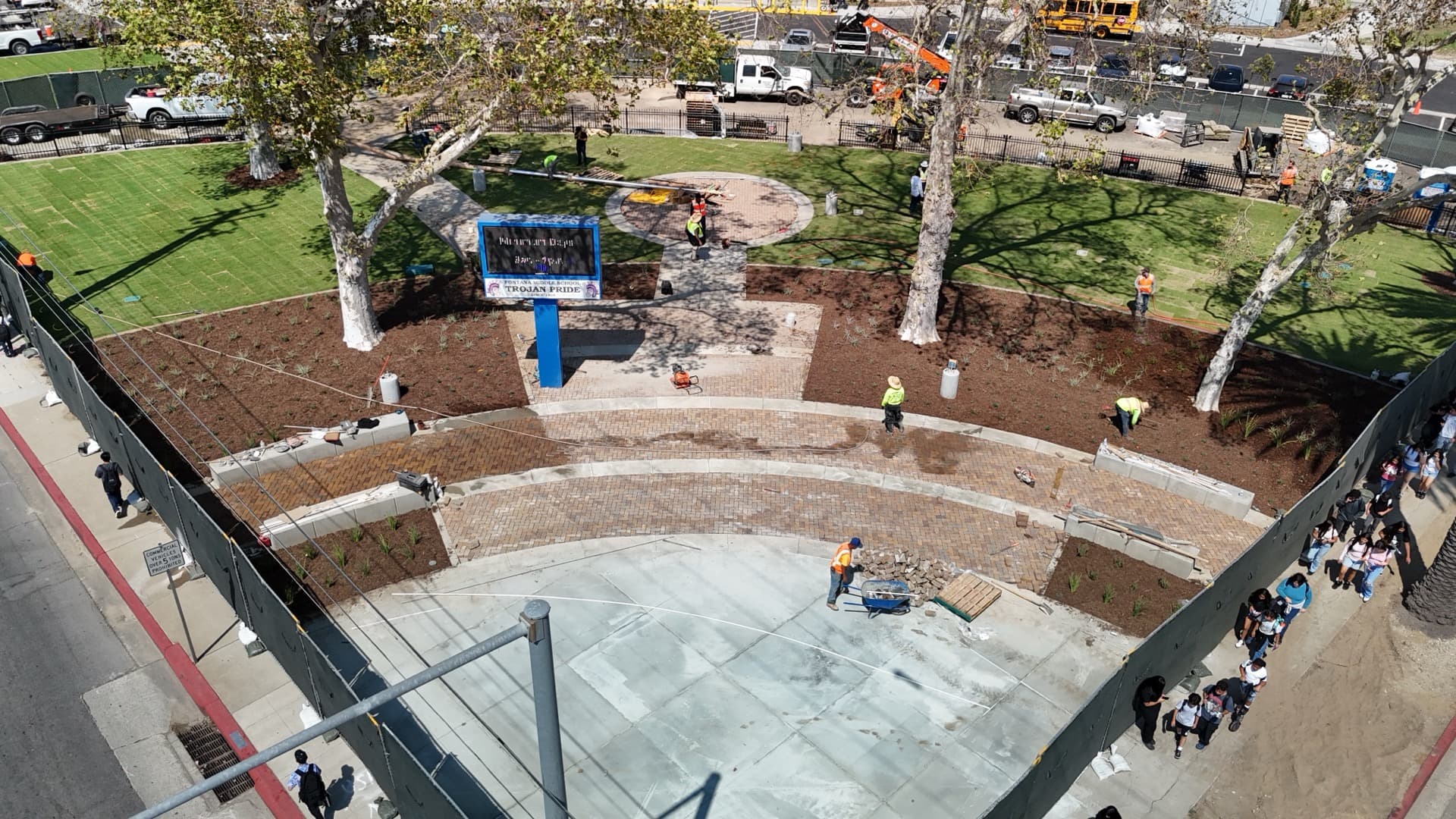 Fontana Middle School amphitheater — construction